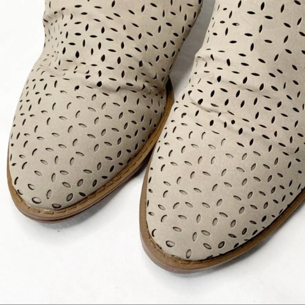 Sugar Temper Bootie Sandal Lasercut 7.5M Beige Stacked Heel Shoe Tan Size 7.5 - Image 11