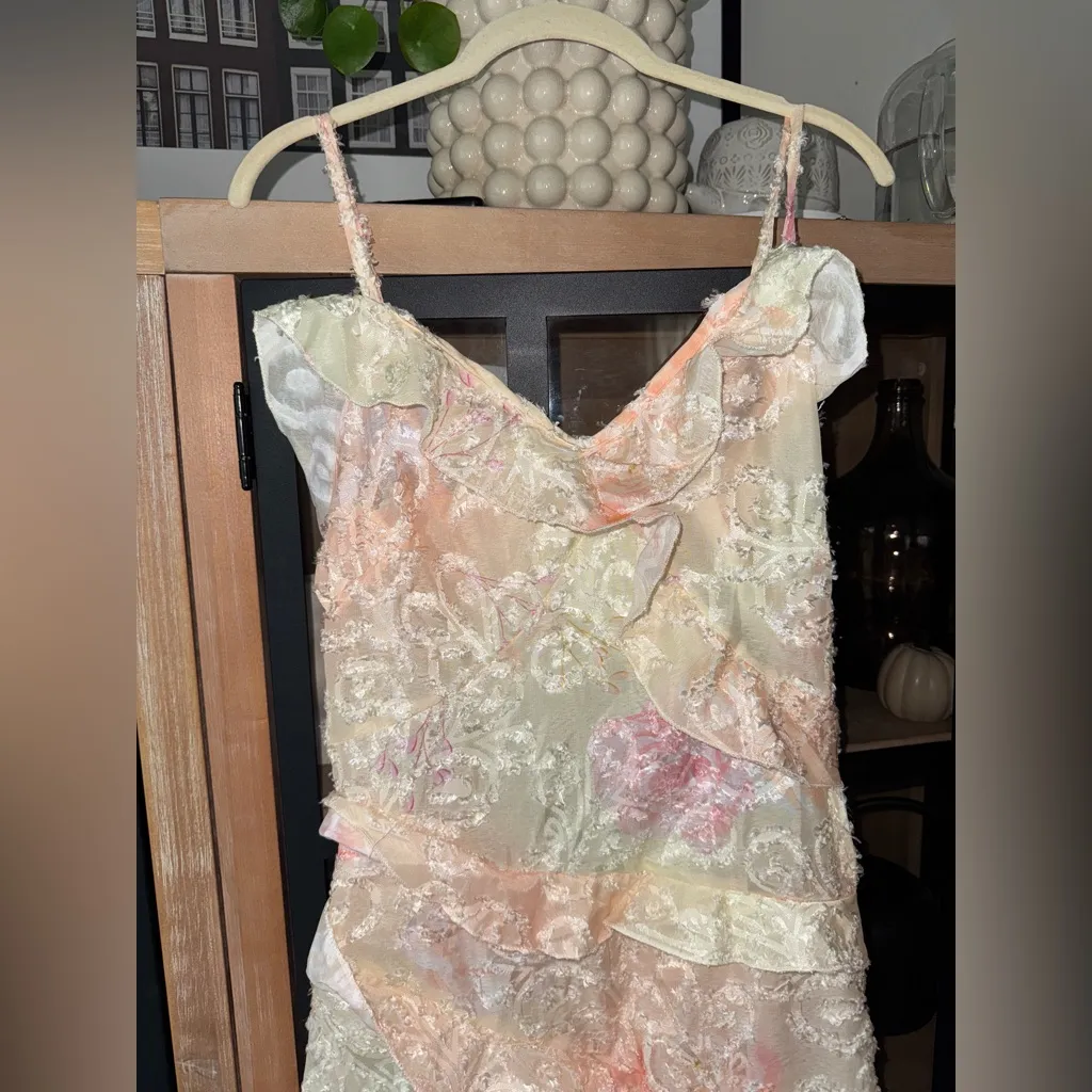 Pastel floral maxi dress ruffle embroidered butter heirloom print rialto summer - Image 3