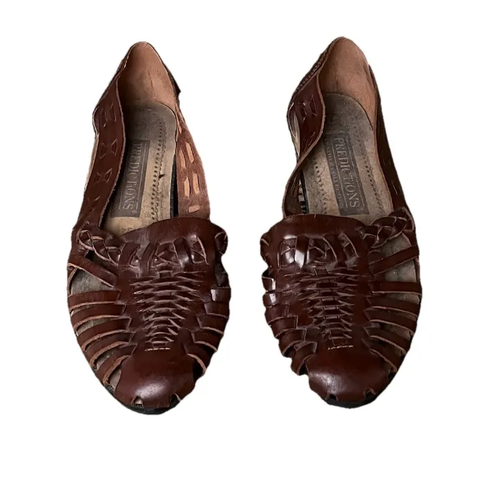Predictions Leather Solutions 90s Vintage Brown Huarache Fisherman Flats 7 - Image 3