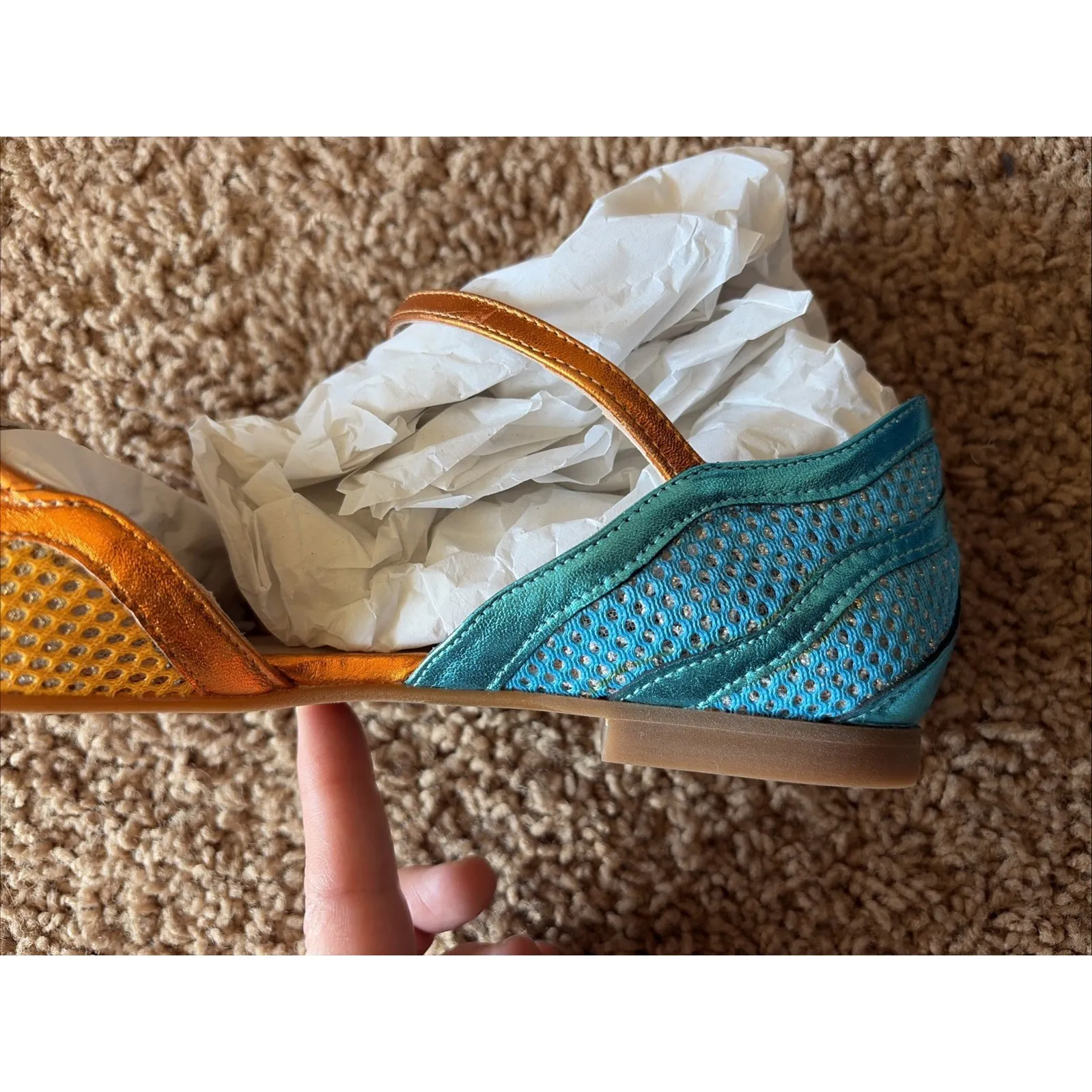 Dream Walkers Kusama Wearable Art Leather Flats Handmade Shoes Womens 40 NEW Orange Size 9 - Image 9