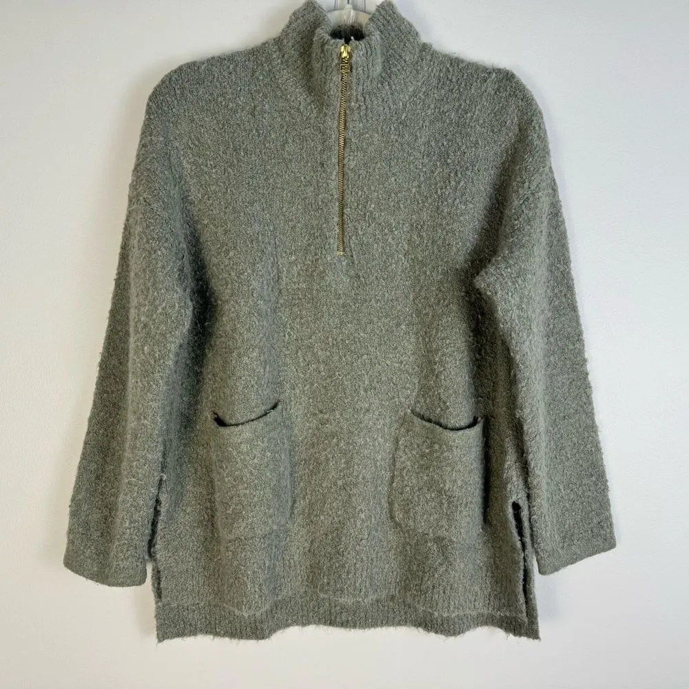 Anthropologie Sleeping on Snow Clarington Half Zip Wool Alpaca Green Sweater S - Image 2