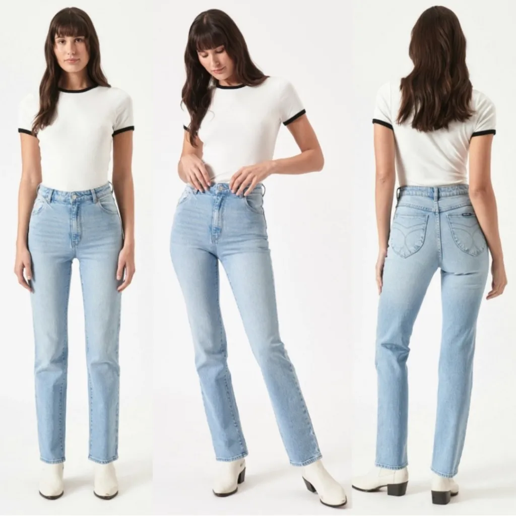 Rolla’s Original High Rise Straight Jeans G’Day Mate Wash Size 27 Blue - Image 3