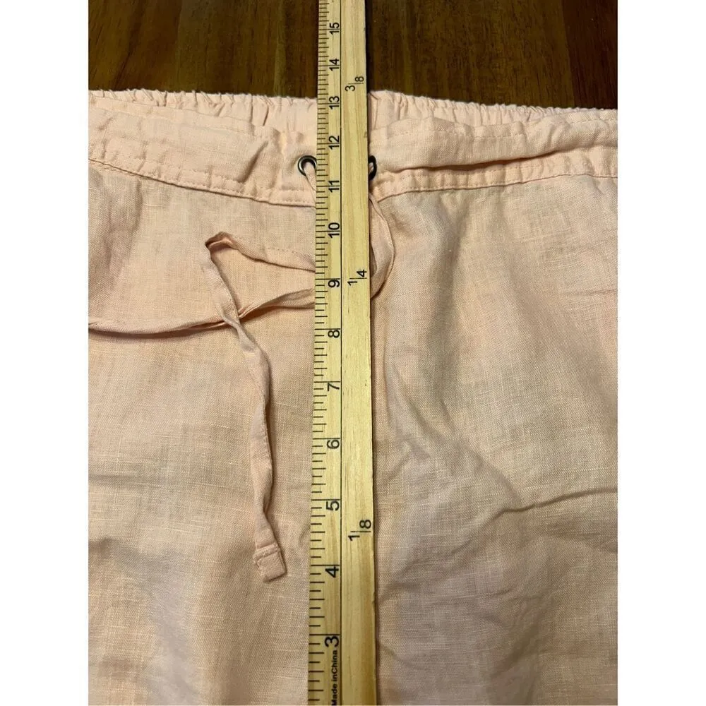 Vince Camuto Women's Peach Linen Tie Front Wide Leg Pants Size 1X Pockets - Image 8