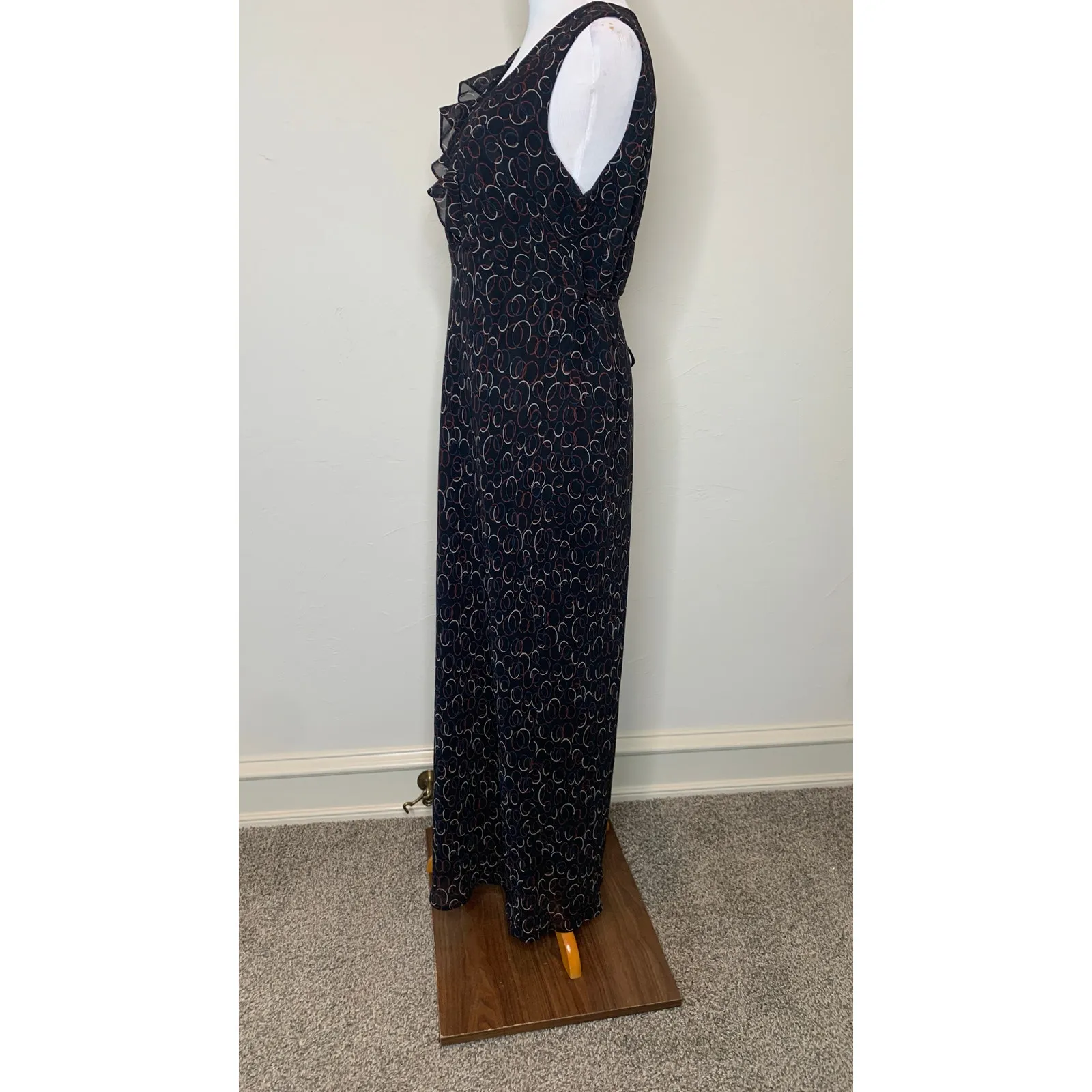 Black Geometric y2K Maxi Dress Chiffon Medium? - Image 3