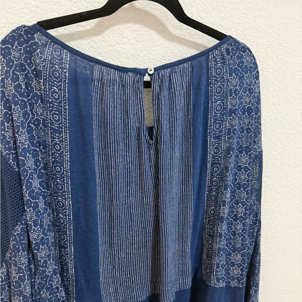 Free People Indigo Dreams Oversized Tunic Top Navy Blue Small NEW Boho Chic - Image 10