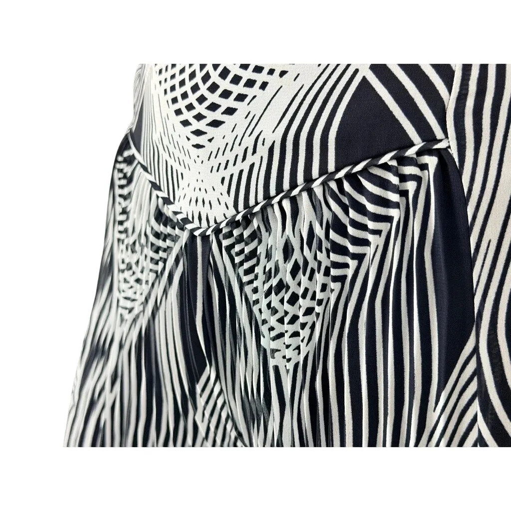 Anthropologie Leifdottir Palazzo Pants Black White Pleated Sheer Overlay Sz 4 - Image 4