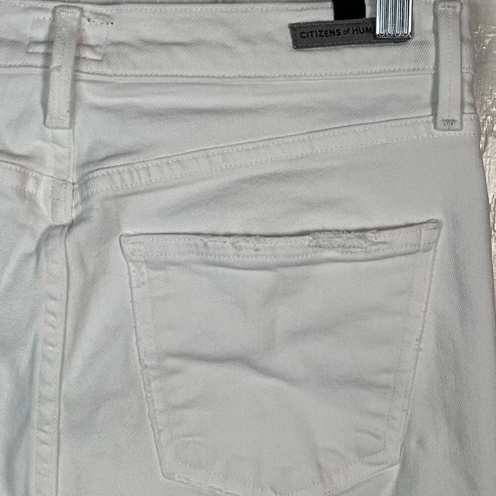 COH Citizens of Humanity Rocket Crop High Rise White Jeans Sz 28 Distressed - Image 9