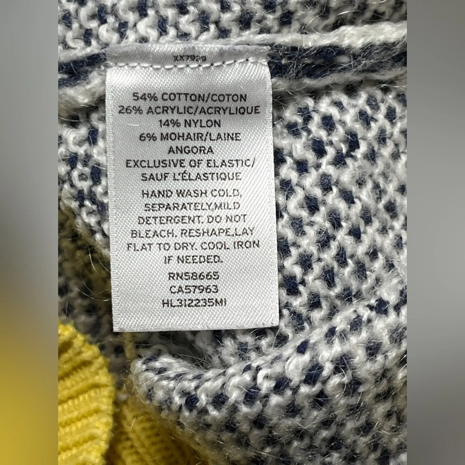 Trouvé Colorblock Knit Sweater Yellow Gray Navy Angora Blend Size Large Cozy - Image 5