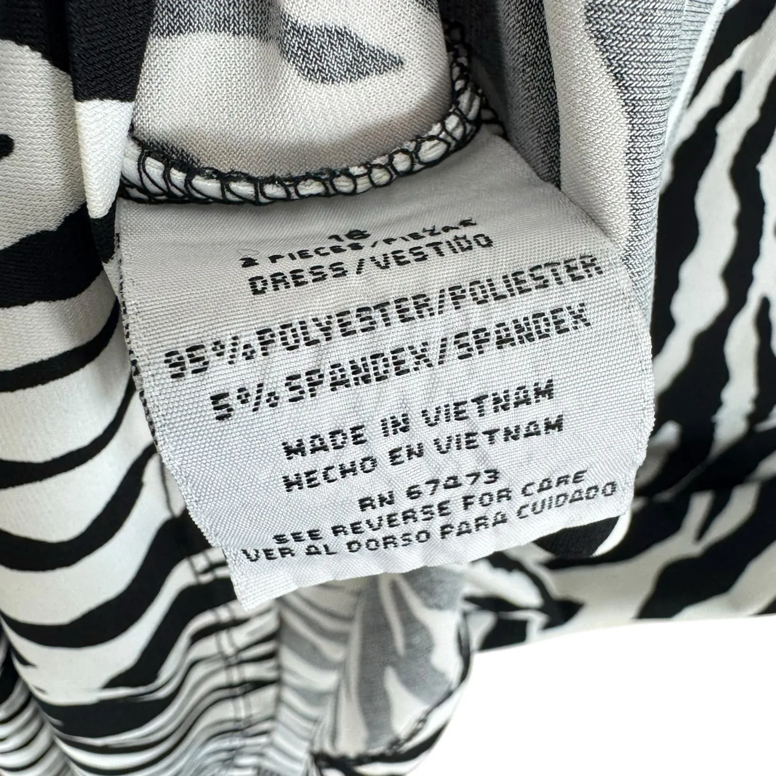 Danny & Nicole Black White Zebra Print Sleeveless Knee Length Sheath Dress Sz 16 - Image 7