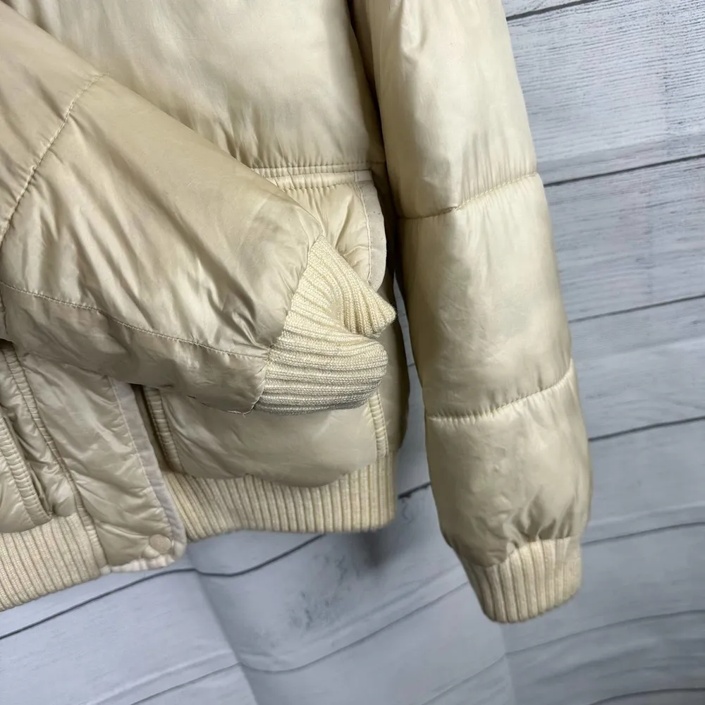 Abercrombie & Fitch Womens size XS Nylon Hooded Puffer Coat Jacket Cream - Image 7