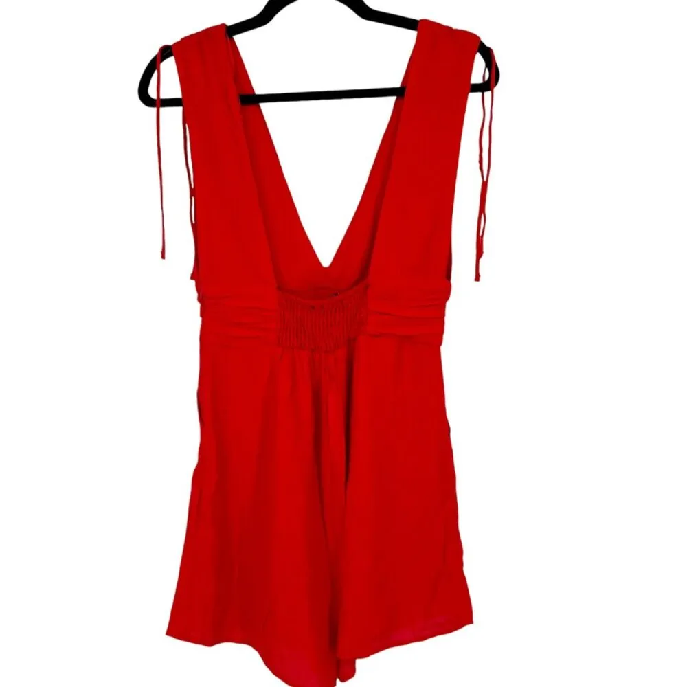 One Clothing V-Neck Sleeveless Romper Red Size Medium - Image 6