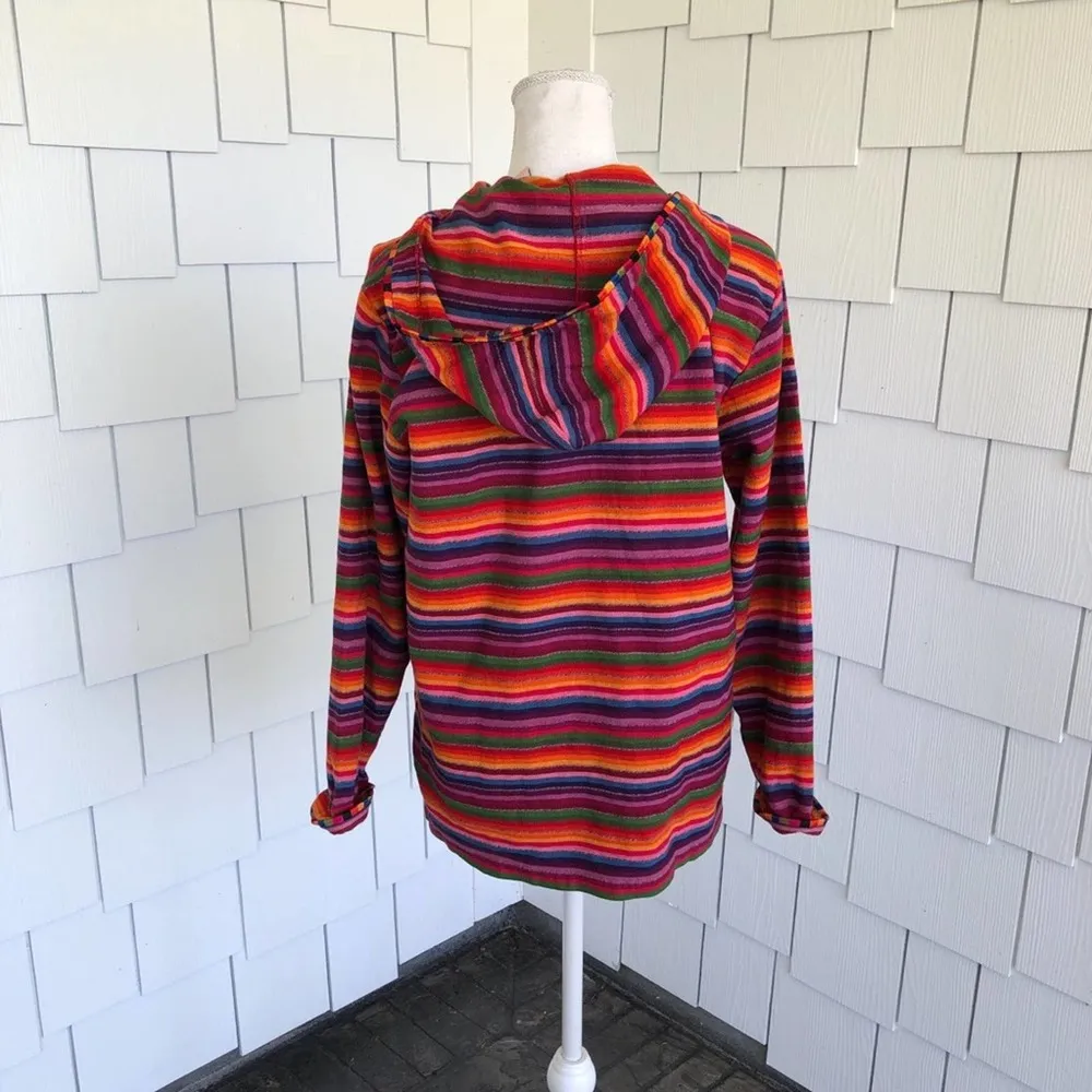 Chico's Women's Rainbow Stripe Full Zip Hooded Jacket with Pockets sz 1/US XS/S - Image 3