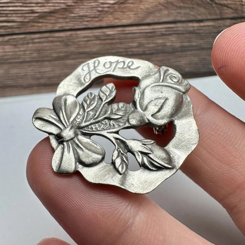 Hope Rose Longaberger 2004 10 Years of Giving Pewter Anniversary Brooch Pin - Image 5