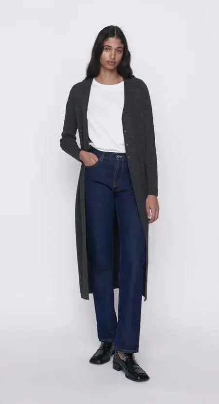 ZARA NWT  Wool Blend Ribbed Long Grey Cardigan - Image 3