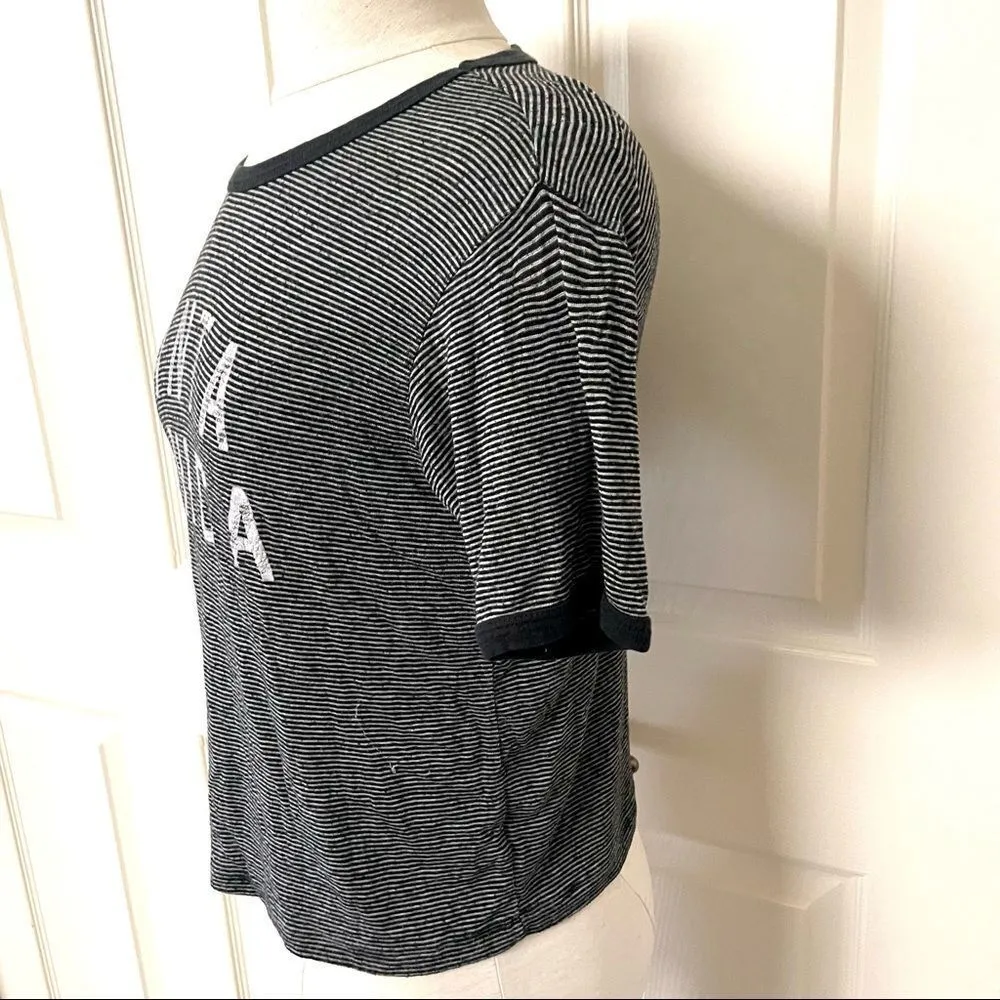 John Galt black and white striped short sleeve Santa Monica shirt - Image 7