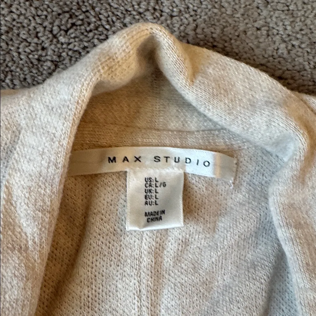 Max Studio Cream Knit Cardigan SIZE L - Image 2