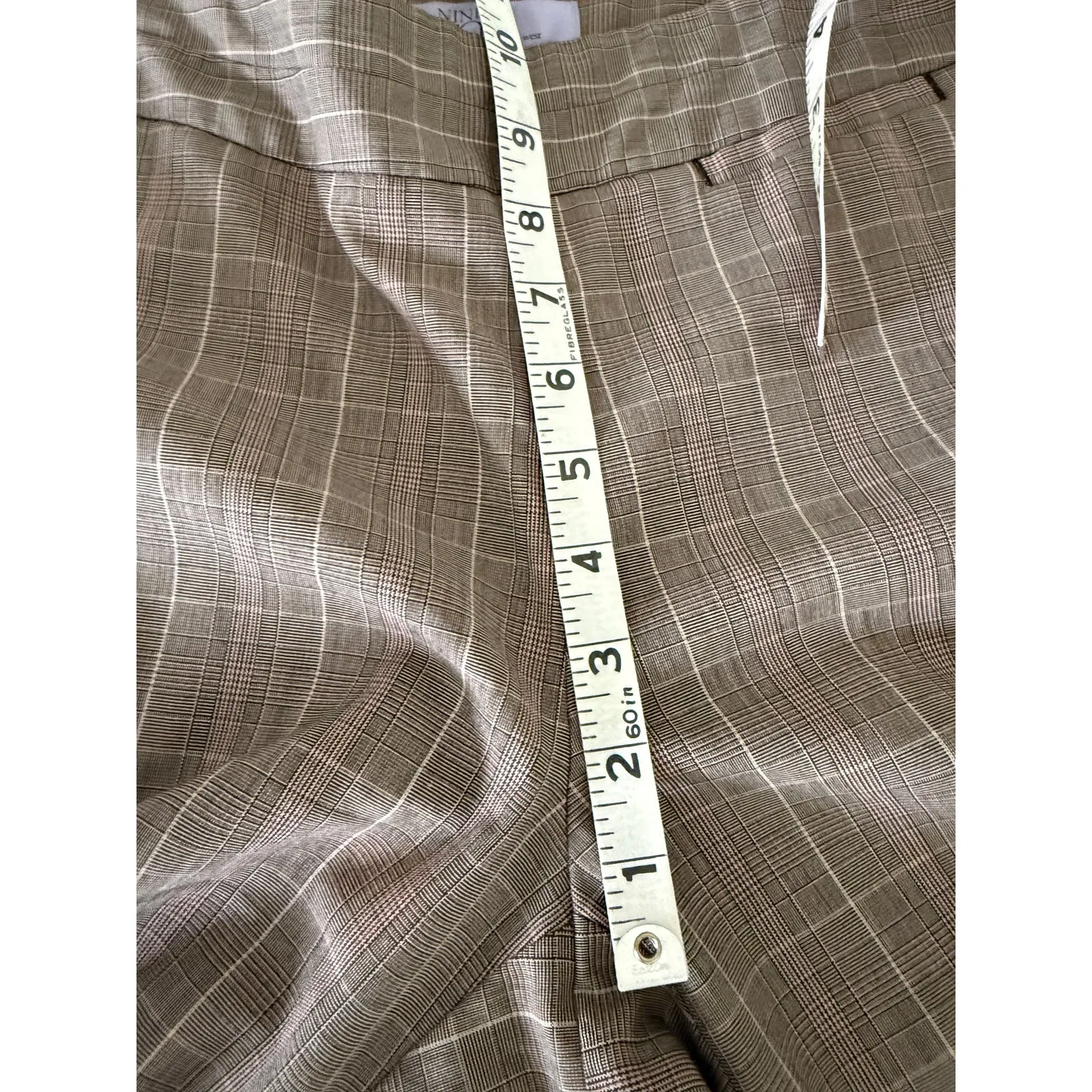 Women's Classic Brown Tan Plaid Equestrian Wide Leg Cropped Pants 8 Old Money - Image 6