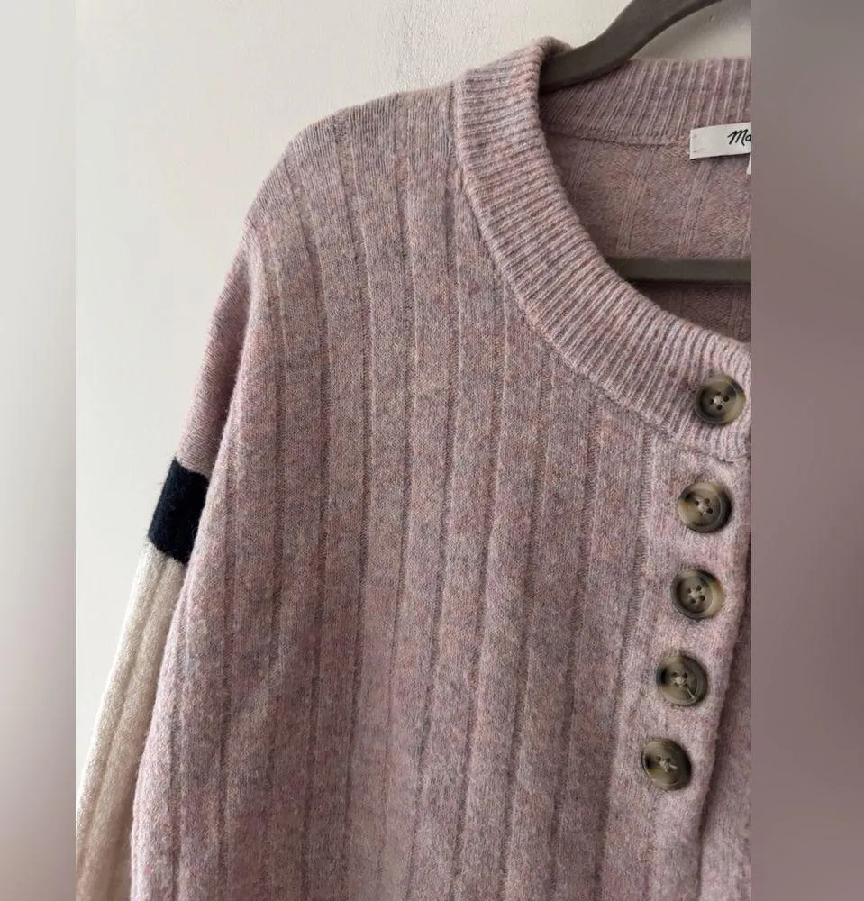 Madewell Striped Bowden Henley Sweater in Coziest Yarn Merino Wool and Alpaca - Image 3