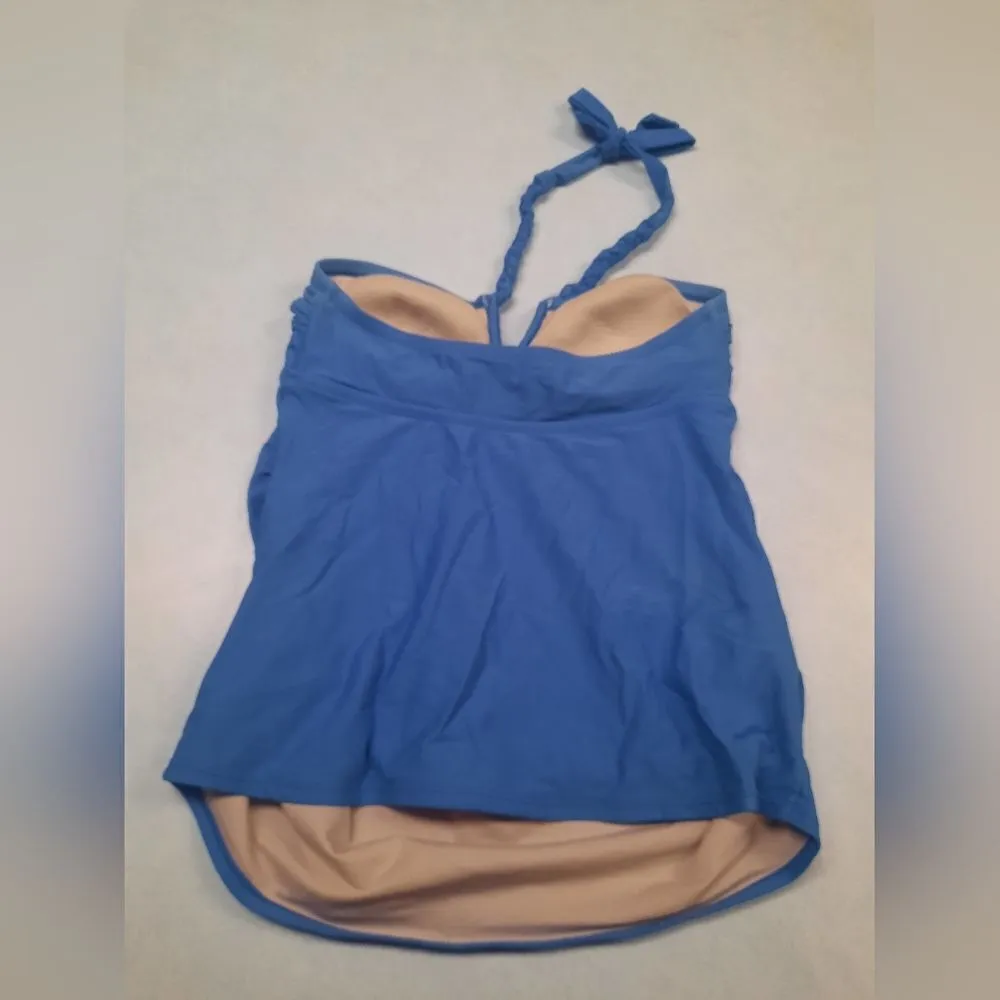 Liz Lange Maternity Blue Camellia Halter Top Tankini Swim Top Size Small - Image 2