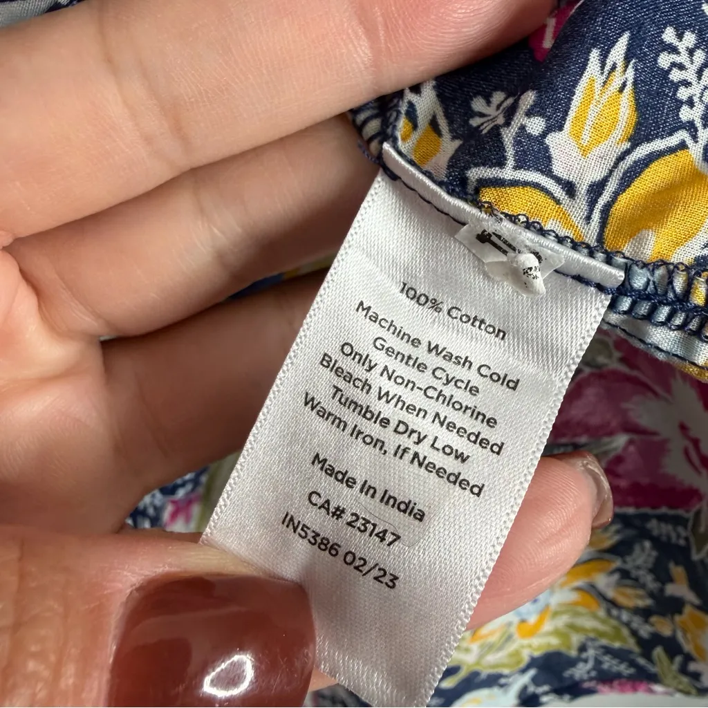 Talbots Cotton Button Front Shirt Lush Garden Large‎ Long Sleeves Multicolor - Image 5