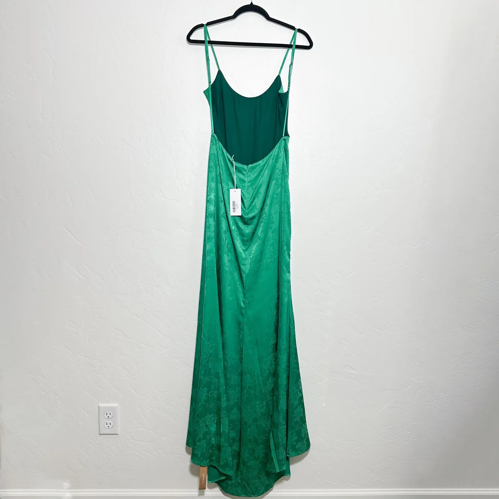 Reformation | NWT Allium Satin Floral Open Back Maxi Formal Dress in Green - Image 7