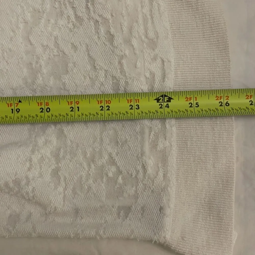 Club Monaco White Burnout Shirt Top Womens Medium Long Sleeves Knit - Image 6