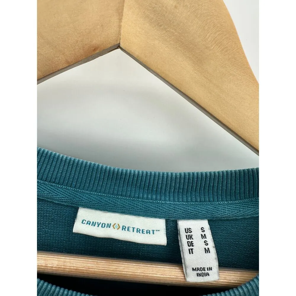 Denim & Co Canyon Retreat Blue French Terry Pullover Seaming Detail Women Small - Image 8