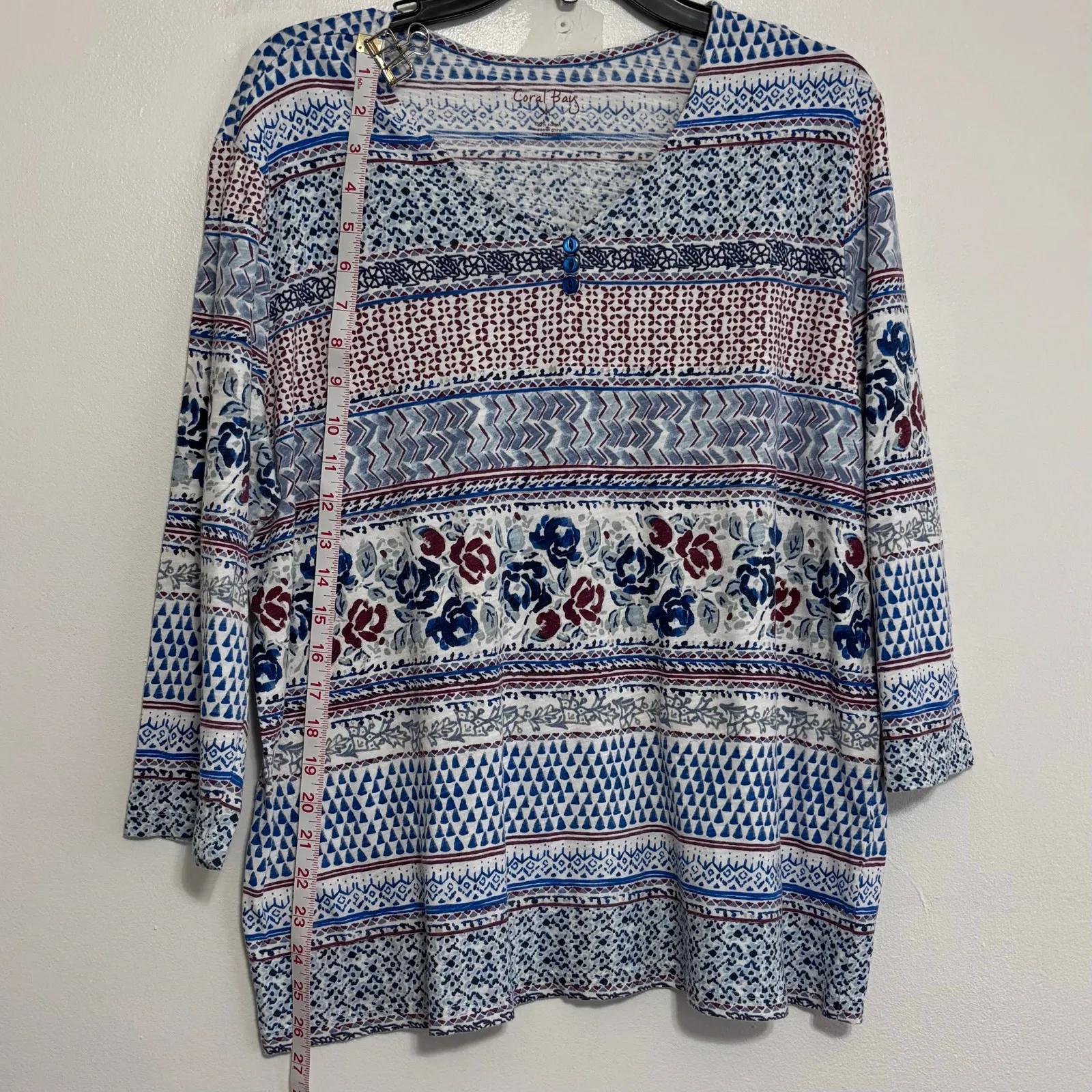 Coral Bay Boho 3/4 Sleeve Top Size XL - Image 3