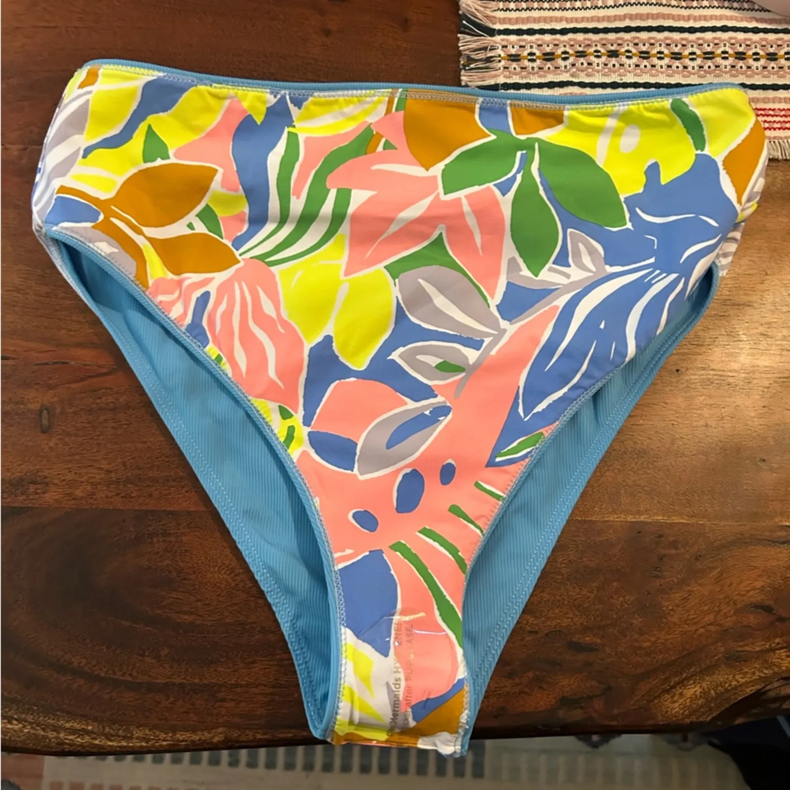 Maaji Pool Blue Suzy Q‎ High Rise/High Leg Bikini Bottom Swim Reversible NWT 3XL - Image 4