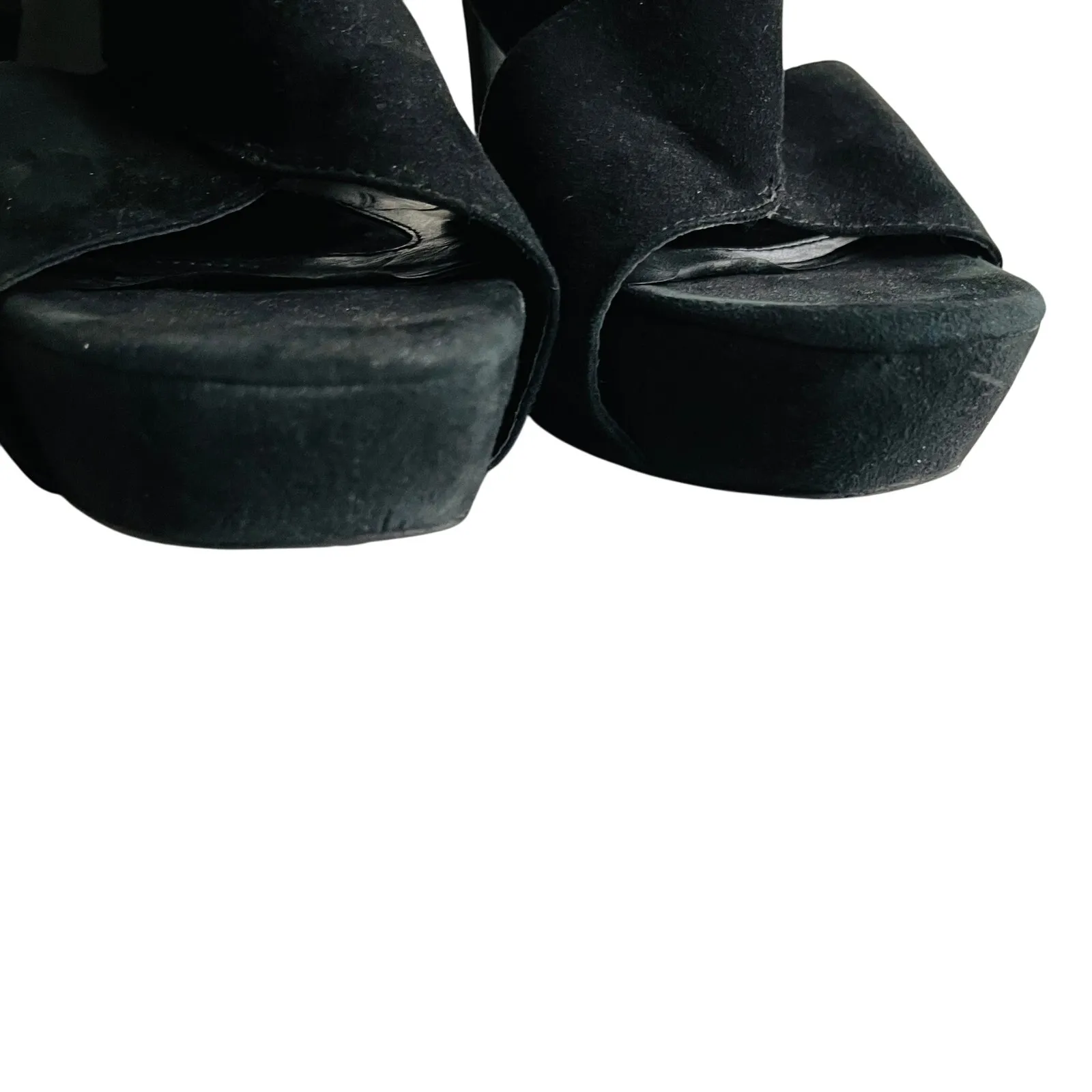 DVF Suede Criss Cross Open Toe Heel 6 Black Sandal Chunky Dance Party - Image 7