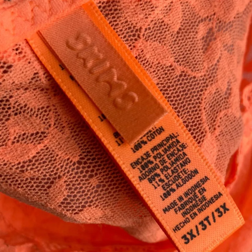 NWOT SKIMS Neon Orange Stretch Lace Intimates Thong Bodysuit - Image 7