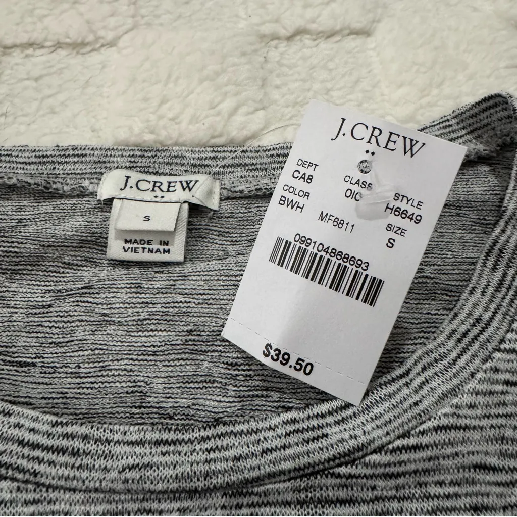 J. Crew Space Dye Tie Waist Pocket Tee Short Sleeve Top, Women’s Small NWT - Image 3