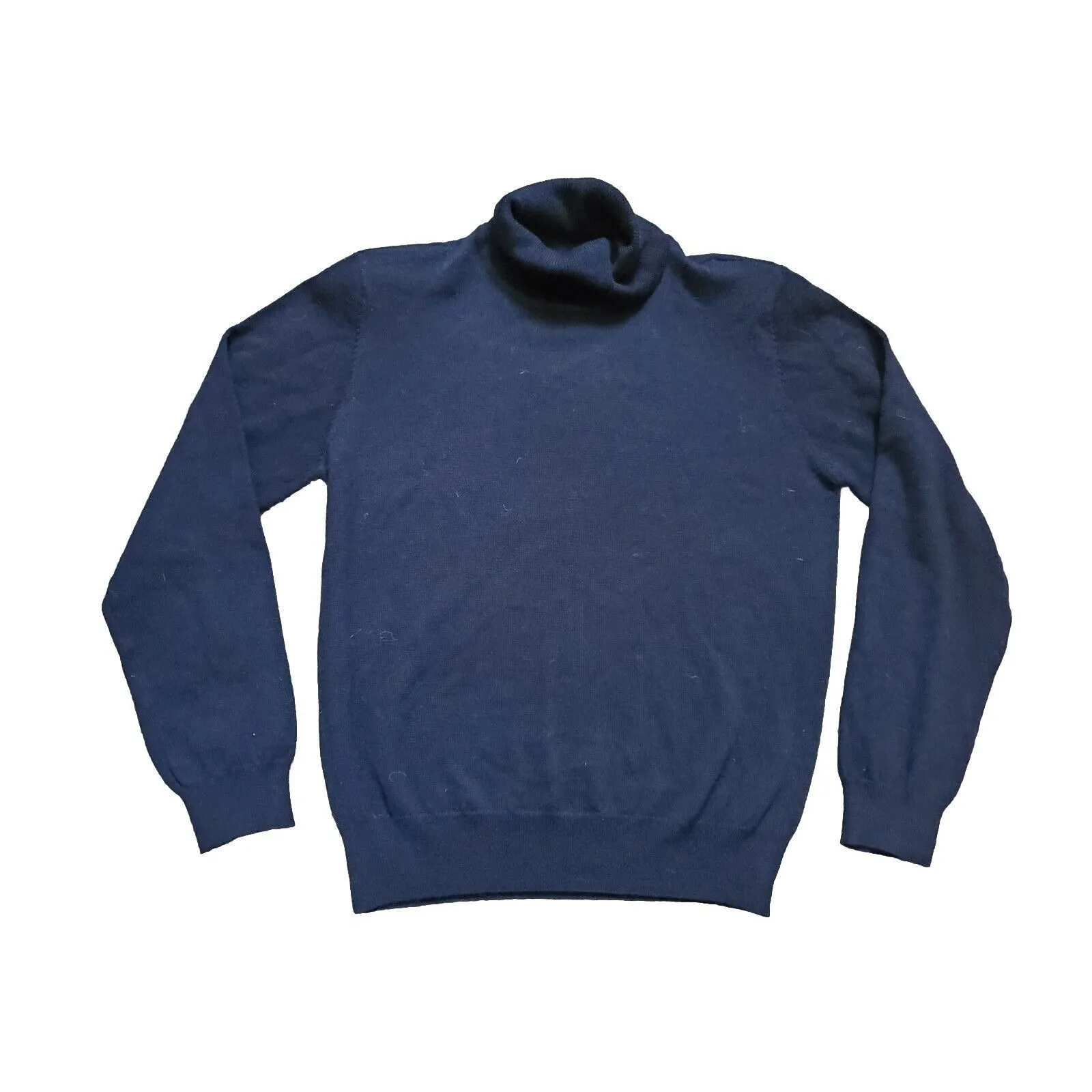 VTG Liz Claiborne Sweater Women Small Petite Knit Pullover Turtleneck Wool Navy - Image 6