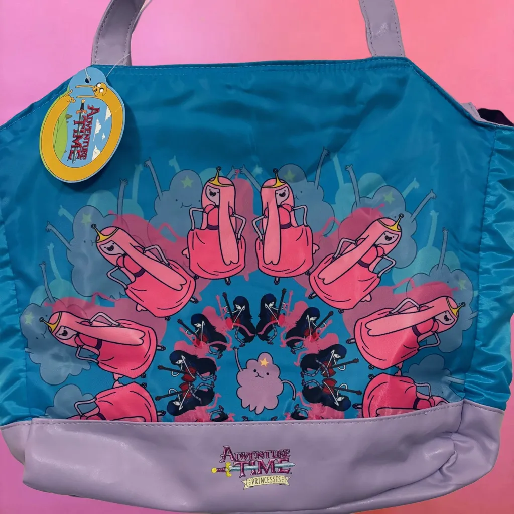 NWT Adventure Time Princesses Blue Purple Pink Tote Canvas Bag - Image 2