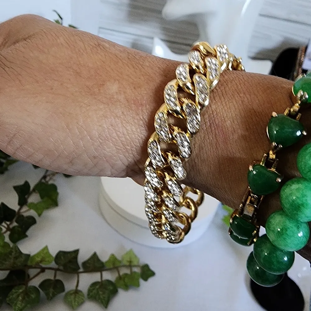 Iced Out Gold Miami Cuban Link Chain Bracelet - Image 8