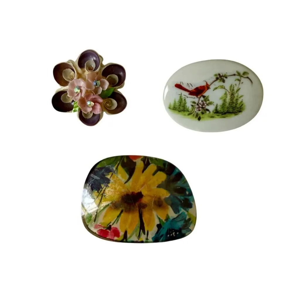 3/$10 floral and red bird fashion jewelry brooches pins women's accessories - Image 2