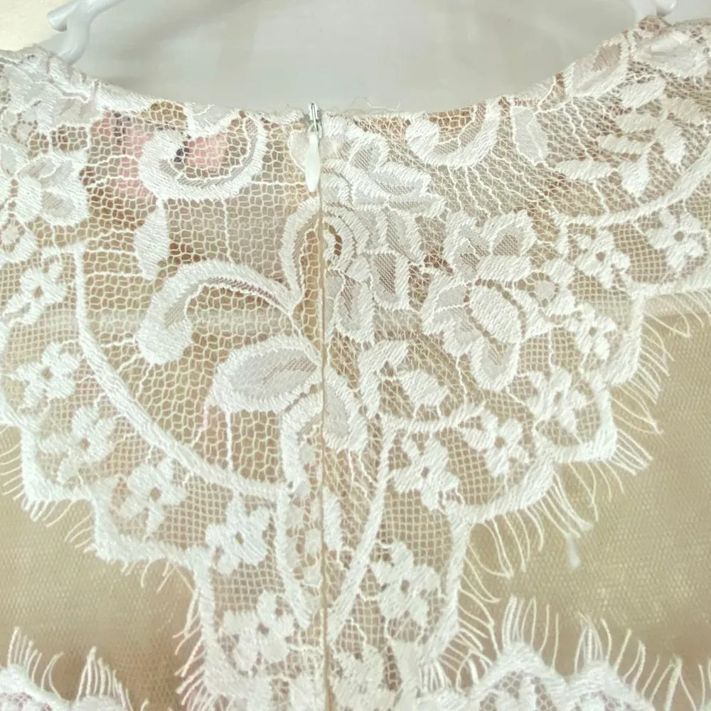 a.peach White Lace Party Dress high-low hem womens sz S - Image 2