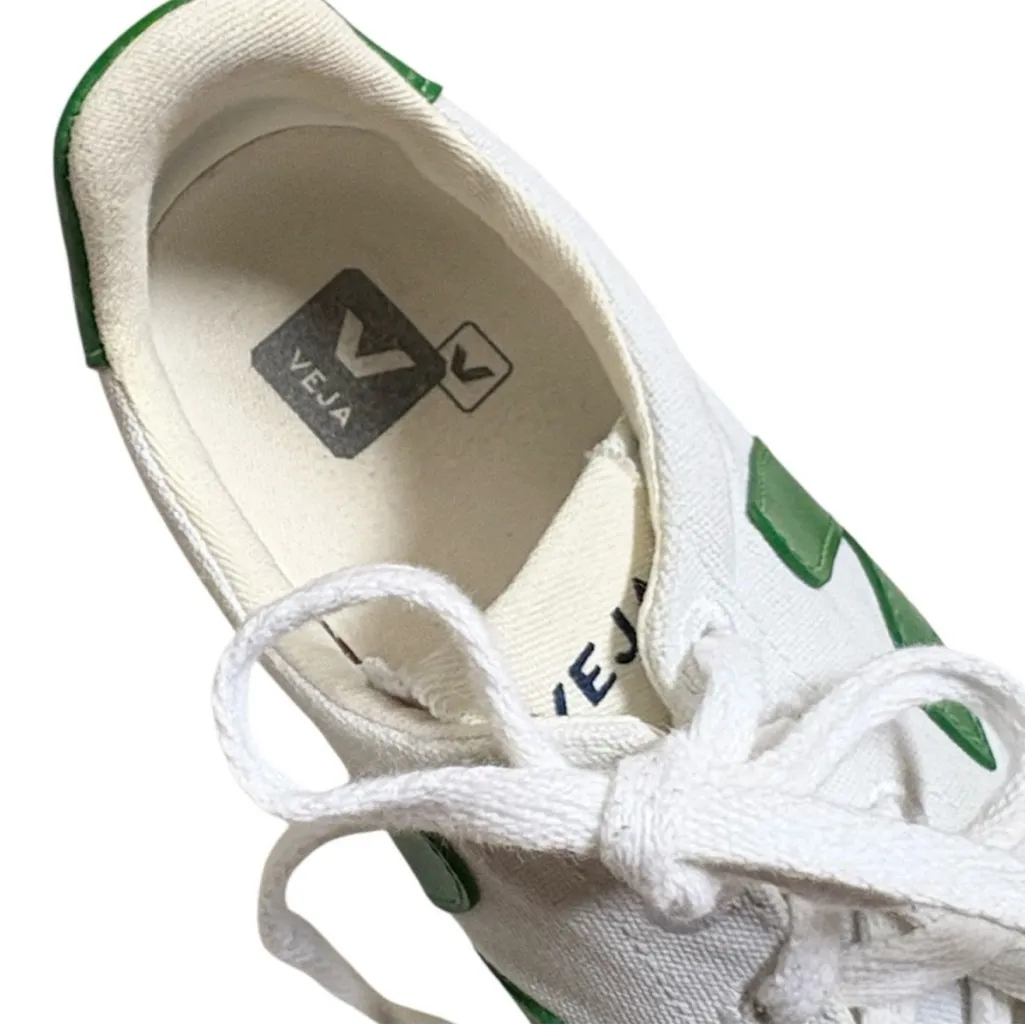 VEJA Canvas Sneakers White Green Size 6 - Image 3