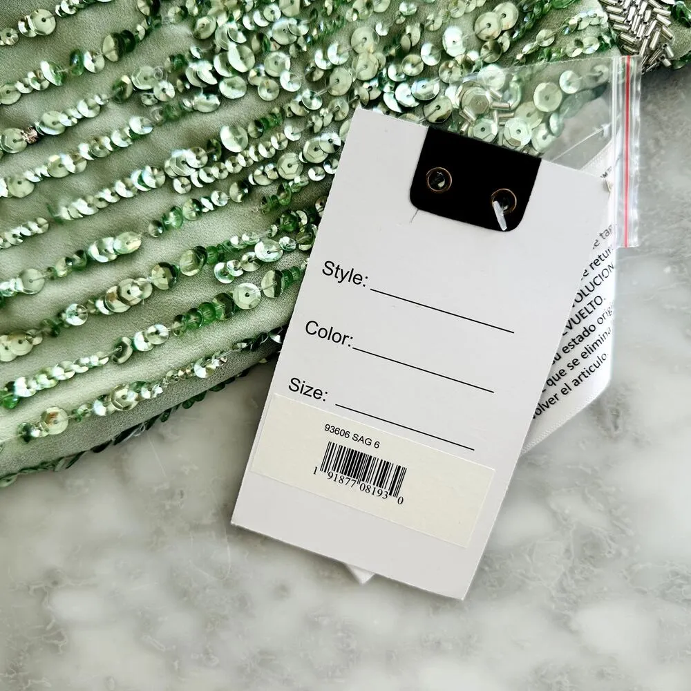 Mac Duggal Sage Green Full Bead Sequin Midi Dress Size 6 NEW #93606 Wedding Prom - Image 12