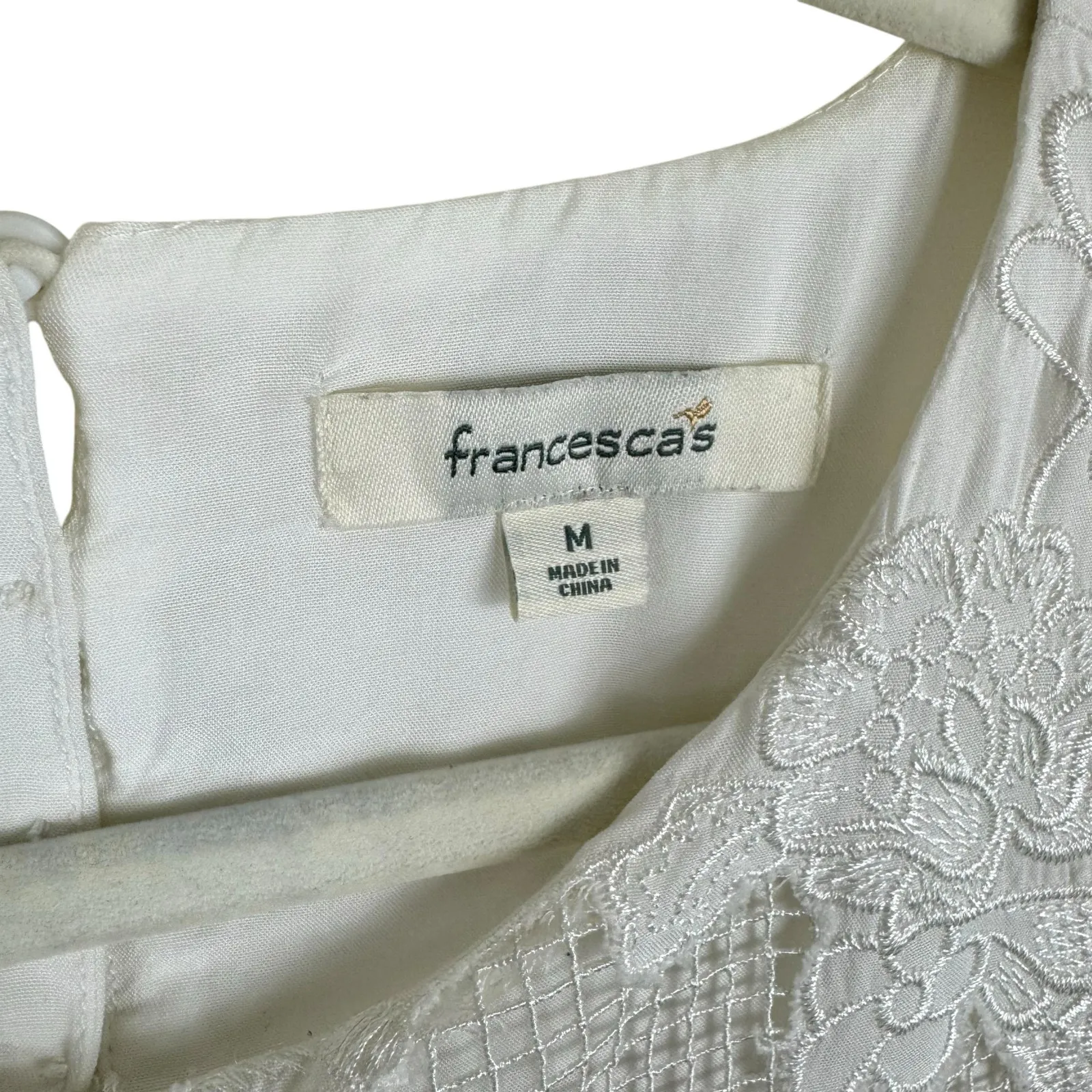 Francesca's White Rayon Sleeveless Lace Bodice Hi Low Lined Dress Size M Size M - Image 8