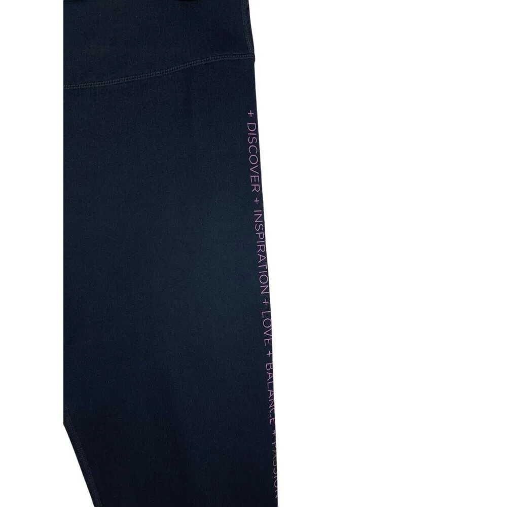 Fablectics Cropped Inspirational Wording Black Leggings XL - Image 6