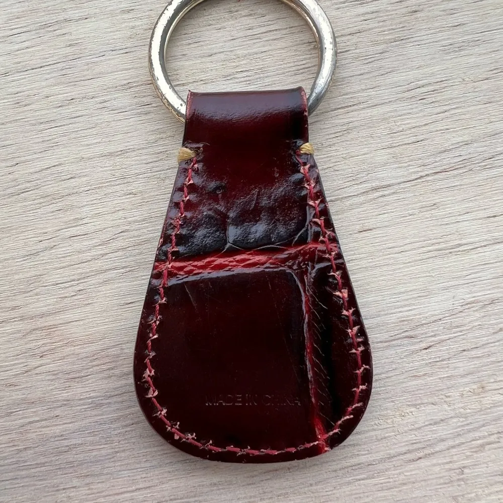 Vintage Dooney & Bourke Croc All Weather Leather Key Fob Keychain Ring Brown Red - Image 5