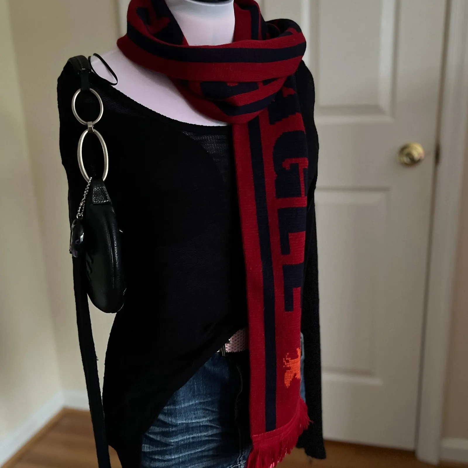 American Eagle Outfitters | Dark Red Big Text Logo Scarf - Image 5