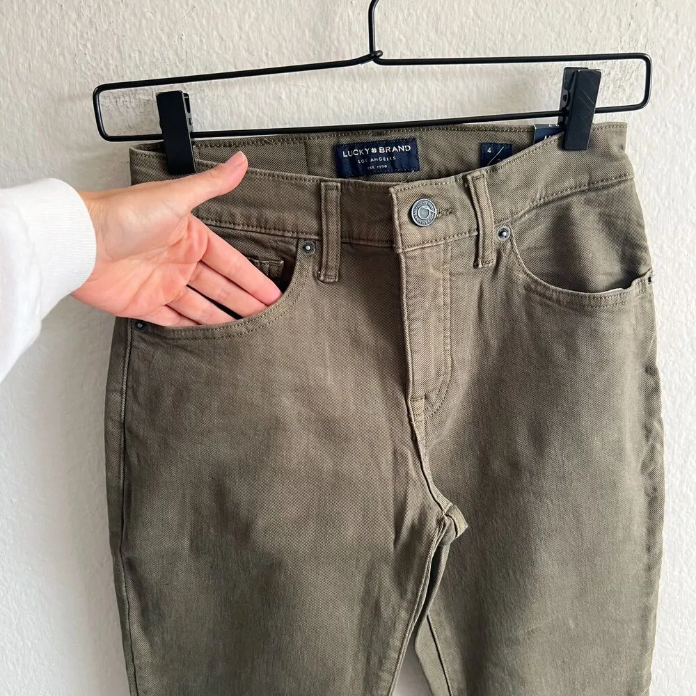NWT LUCKY BRAND JEANS Ava Mid Rise Super Skinny Green Zip Ankle Jeans Womens 27 - Image 3