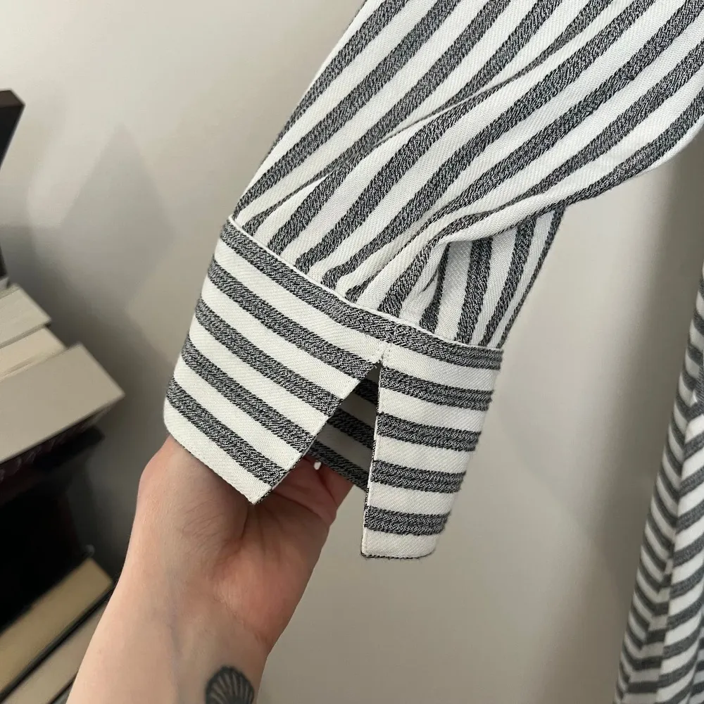 Soft Surroundings Standout Shirt Cotton Blend Striped Button Front Tunic Top Lg - Image 8