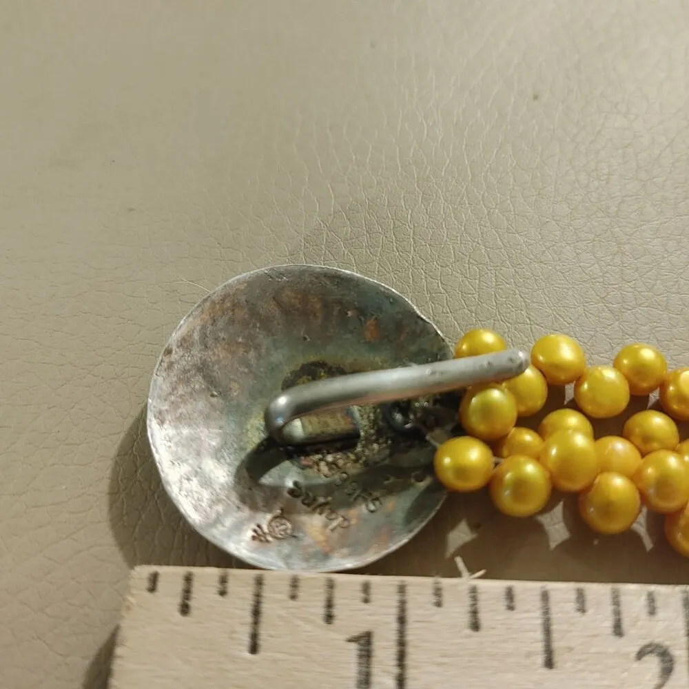 Roycroft Dayna Yellow Culture Pearls 3 Strands Necklace Fine Silver Stamped - Image 12