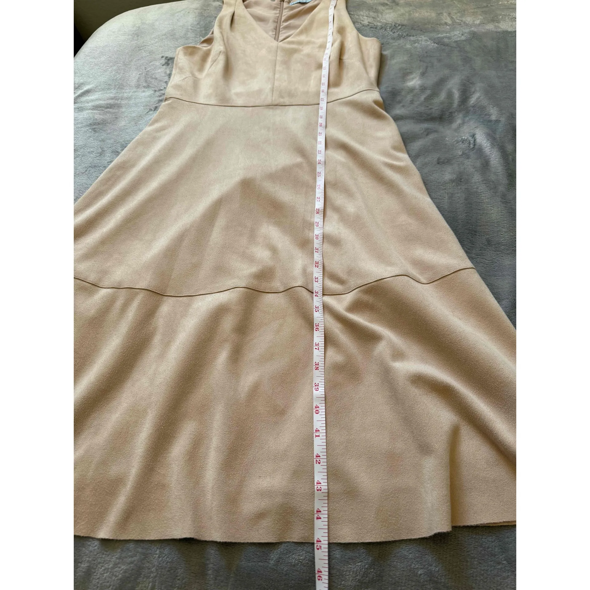 Antonio Melani Camel Faux Suede Sleeveless Midi Dress with Lining‎ - Image 9