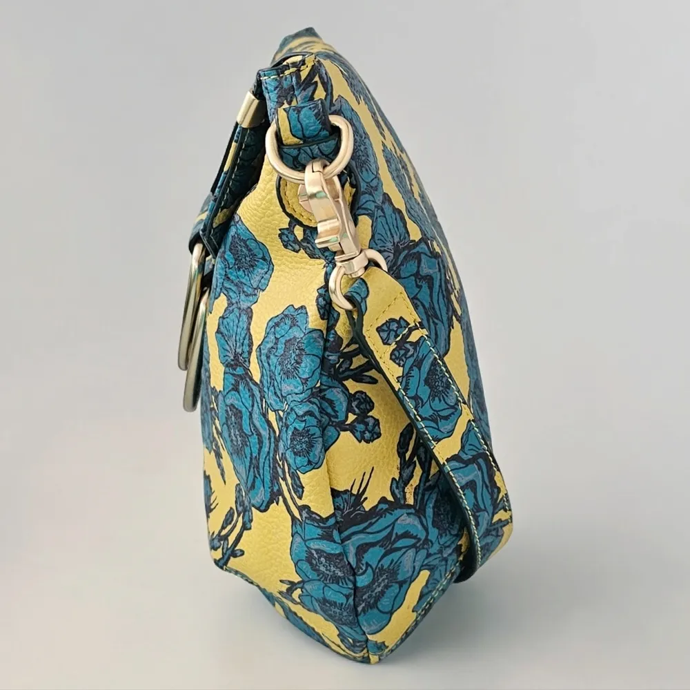 Foley + Corinna Kayla Lemon & Teal Floral Print Vegan Foldover Tote Bag - Image 2