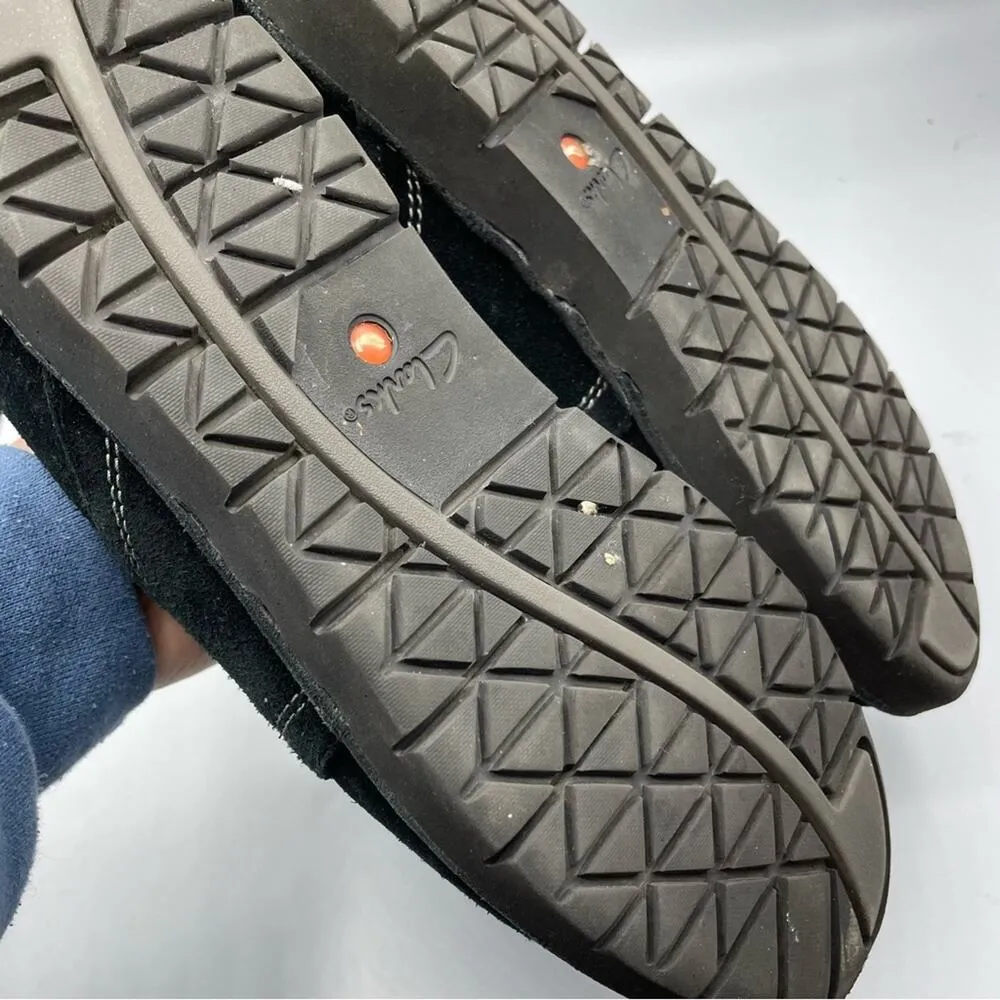 Clarks Artisan Black Suede Leather Slip On Comfort Shoes Womens 8 No Tie Loafer - Image 6