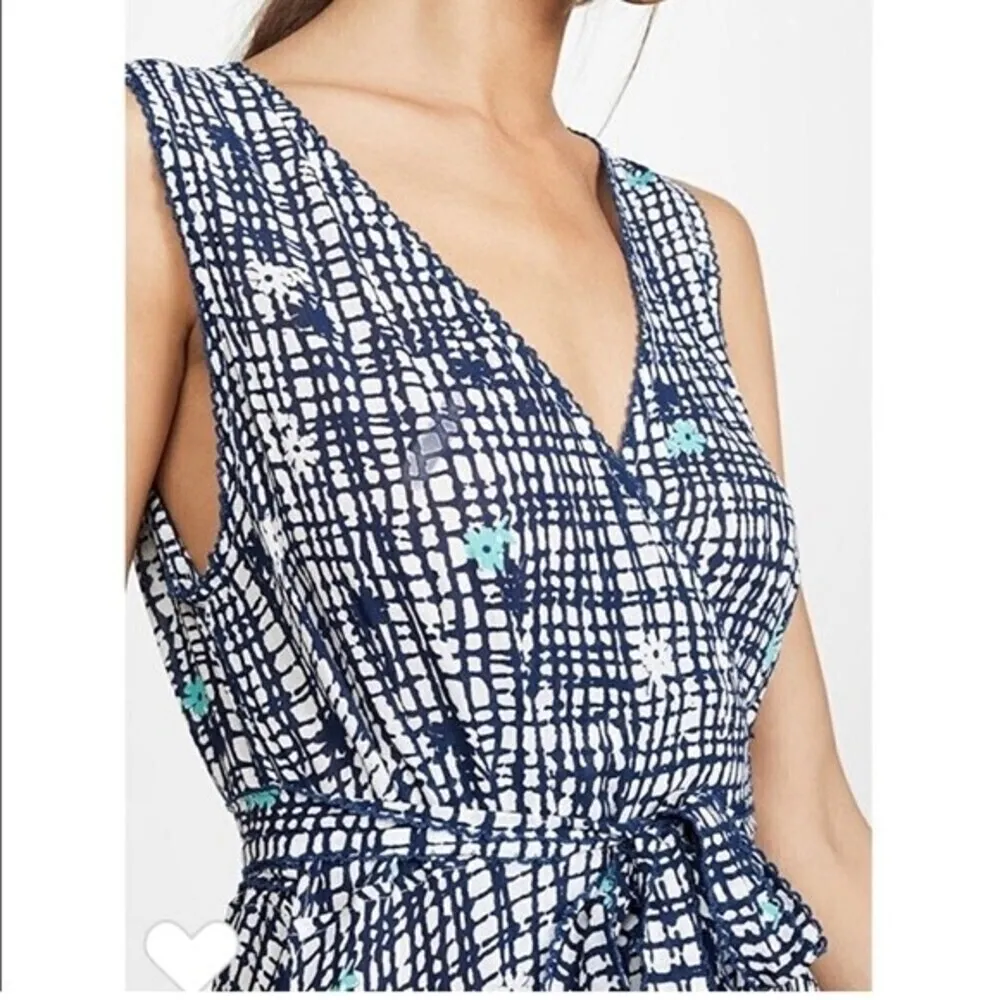 - Nwt Poupette St. Barth Bonnie Maxi Wrap Dress in Blue Maze. Size S - Image 3